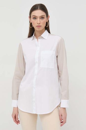 Bavlněné tričko Armani Exchange bílá barva, regular, s klasickým límcem