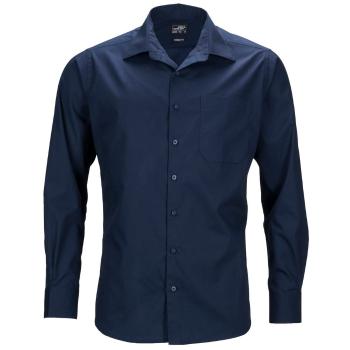 James & Nicholson Pánská košile s dlouhým rukávem JN642 - Tmavě modrá | XL