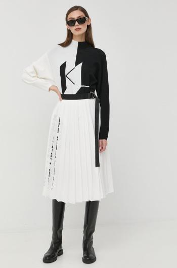 Sukně Karl Lagerfeld bílá barva, midi, áčková
