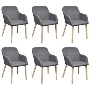 Jídelní židle 6 ks světle šedé textil a masivní dubové dřevo (270573)