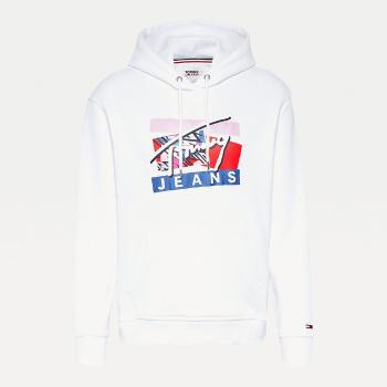 Tommy Jeans dámská bílá mikina Logo Hoodie - S (YBR)