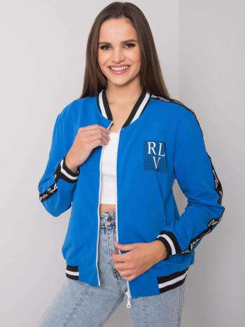 MODRÁ DÁMSKÁ MIKINA S POTISKEM NA ZIP RV-BL-6858.19P-BLUE Velikost: S/M