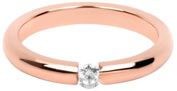 Troli Něžný růžově pozlacený ocelový prsten s krystalem 57 mm