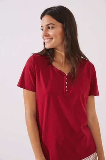 Bavlněné pyžamové tričko women'secret Mix & Match Nordic Xmas červená barva, bavlněná