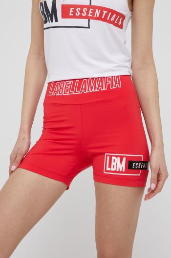 Tréninkové šortky LaBellaMafia Essentials dámské, červená barva, s potiskem, high waist