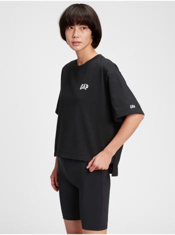 Černé dámské tričko GAP Logo boxy step hem t-shirt