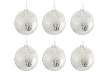 Sada bílo stříbrných vánočních koulí ( 6ks) - 29,9*20,5*9,5 cm 76283