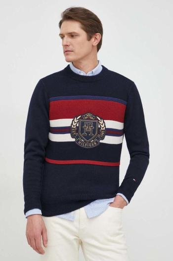 Bavlněný svetr Tommy Hilfiger pánský, tmavomodrá barva,