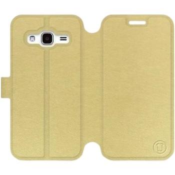 Flip pouzdro na mobil Samsung Galaxy J3 2016 v provedení  Gold&Orange s oranžovým vnitřkem (5903226011797)