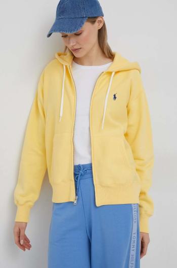 Mikina Polo Ralph Lauren dámská, žlutá barva, s kapucí, s aplikací