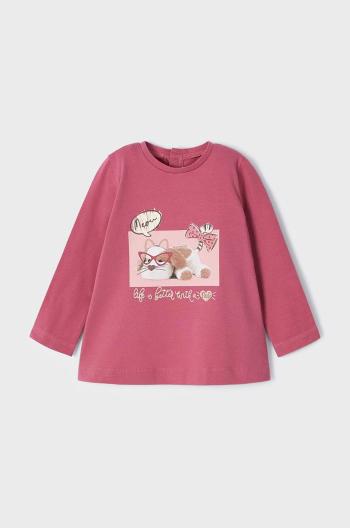 Dětské tričko s dlouhým rukávem Mayoral růžová barva