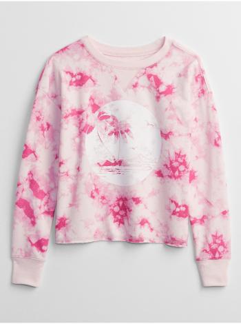 Růžová holčičí dětská mikina print pullover sweatshirt GAP
