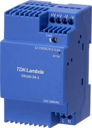 Síťový zdroj na DIN lištu TDK-Lambda DRL-60-12-1, 12 V, 4.5 A, 54 W