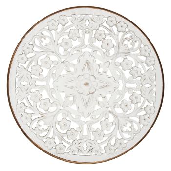 Dřevěná antik nástěnná dekorace ornament květina Klié - Ø 80*3 cm 5H0515