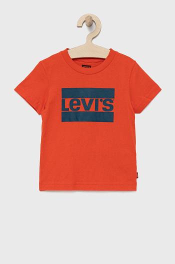 Dětské bavlněné tričko Levi's červená barva, s potiskem
