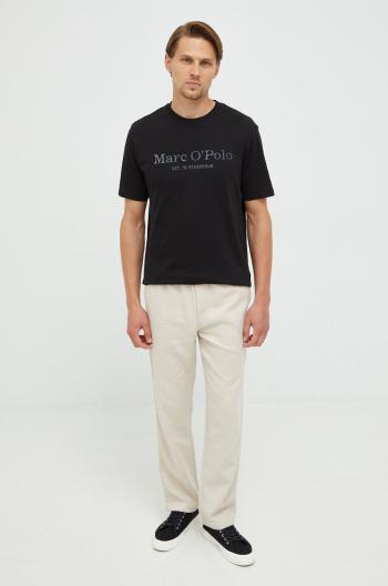 Bavlněné tričko Marc O'Polo černá barva, s potiskem