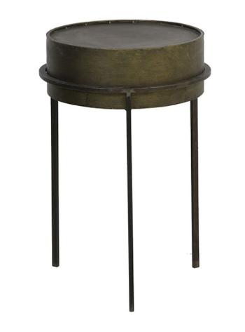 Bronzový antik kovový stolek/ květináč Tence - Ø38,5*58 cm 6747118