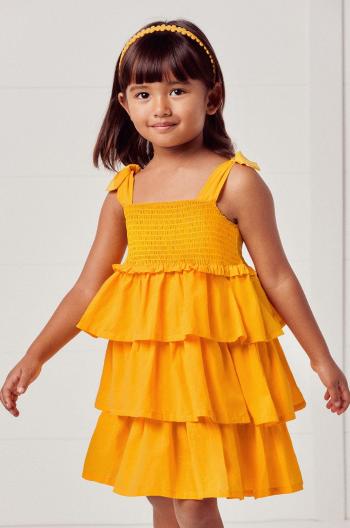 Dívčí šaty Mayoral oranžová barva, mini, áčková