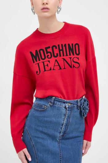 Bavlněný svetr Moschino Jeans červená barva, lehký