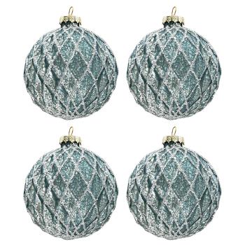 Modro-stříbrná vánoční koule (sada 4ks) - Ø 8cm 6GL3273