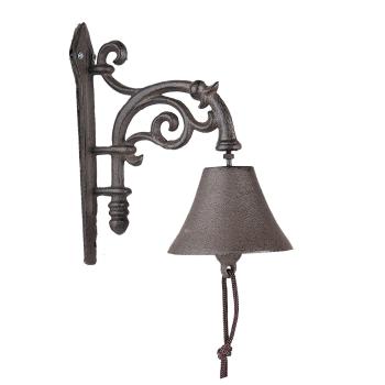Hnědý litinový zvonek s ornamentem - 10*18*19 cm 6Y5304