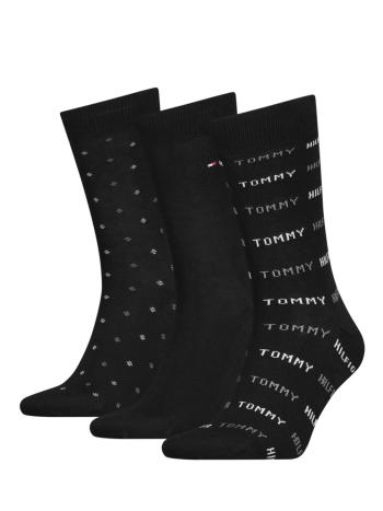 Tommy Hilfiger pánské černé ponožky 3 pack - 43/46 (002)