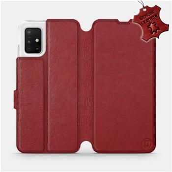 Flip pouzdro na mobil Samsung Galaxy A51 - Tmavě červené - kožené -   Dark Red Leather (5903516122653)