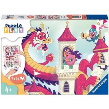 Ravensburger 055951 Puzzle & Play Drak na zámku 2x24 dílků (4005556055951)