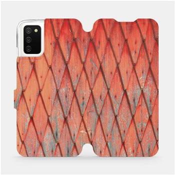 Flipové pouzdro na mobil Samsung Galaxy A02s - MK01S Oranžový vzor dřeva (5903516654956)