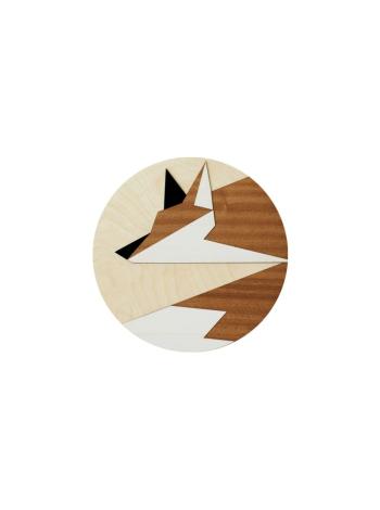 Dřevěná dekorace na zeď Fox Wooden Image