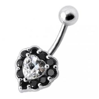 Šperky4U Stříbrný piercing do pupíku - srdce - BP01033-K