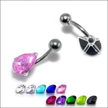 Šperky4U Stříbrný piercing do pupíku - kapka - BP01010-G