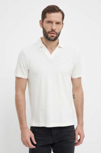 Polo tričko s lněnou směsí Calvin Klein béžová barva, K10K112959