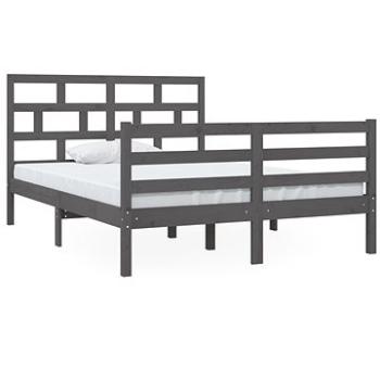 Rám postele šedý masivní dřevo 135 × 190 cm Double, 3101260 (3101260)