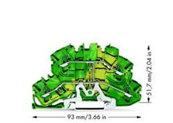 Dvojitá svorka ochranného vodiče WAGO 2002-2607, osazení: Terre, pružinová svorka, 5.20 mm, zelená, žlutá, 50 ks