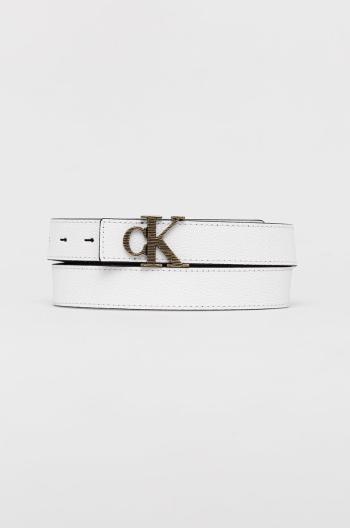 Oboustranný kožený pásek Calvin Klein Jeans dámský, bílá barva