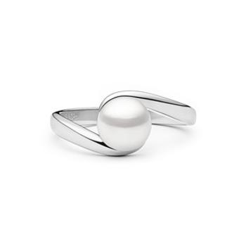 GAURA Stříbrný prsten s bílou perlou - velikost 54 - GA4015W-54