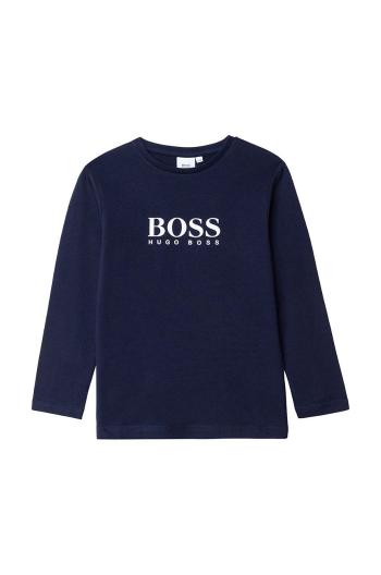 Dětské tričko s dlouhým rukávem Boss tmavomodrá barva, s potiskem