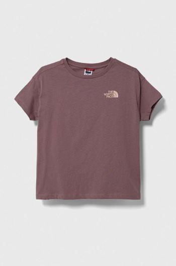 Dětské bavlněné tričko The North Face G VERTICAL LINE S/S TEE hnědá barva