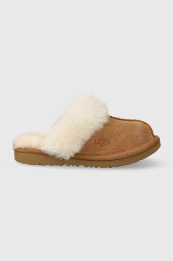 Dětské semišové papuče UGG K COZY II béžová barva