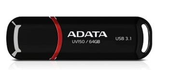 ADATA Flash Disk 64GB UV150, USB 3.1 Dash Drive (R:90/W:20 MB/s) černá