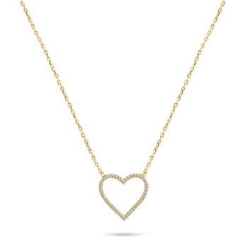 Brilio Silver Něžný pozlacený náhrdelník Srdce se zirkony NCL35Y