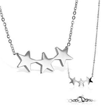 Šperky4U Dámský ocelový náhrdelník s hvězdičkami - OPD0088-ST
