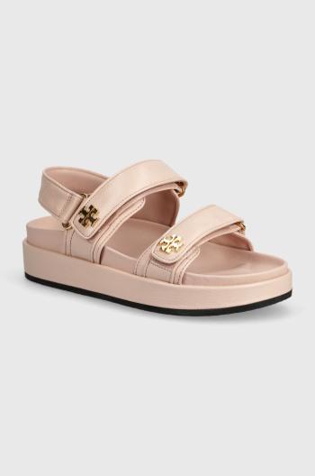 Kožené sandály Tory Burch Kira Sport Sandal dámské, růžová barva, na platformě, 144328.652