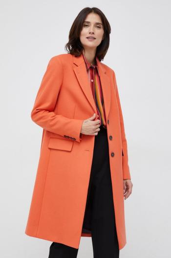 Vlněný kabát PS Paul Smith oranžová barva, přechodný