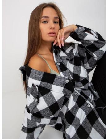 Koszula damska plaid button-down KAIRI czarno-biała