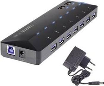 USB 3.0 hub Renkforce RF-3806034 7 + 2 porty, černá