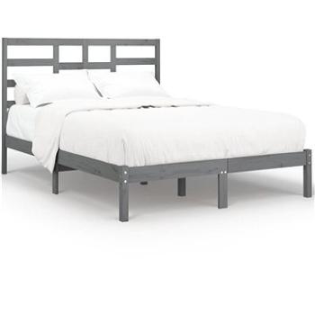 Rám postele šedý masivní dřevo 140 × 200 cm, 3105797 (3105797)
