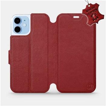 Flipové pouzdro na mobil Apple iPhone 12 mini - Tmavě červené - kožené -   Dark Red Leather (5903516373338)