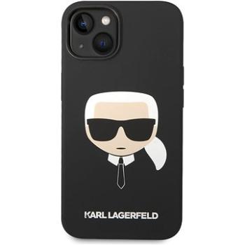 Karl Lagerfeld Liquid Silicone Karl Head Zadní Kryt pro iPhone 14 Plus Black (KLHCP14MSLKHBK)